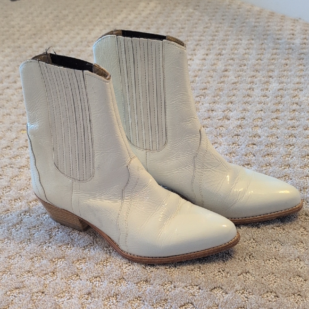 Free People White Patent Leather Western Boot